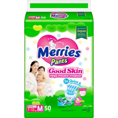 Merries подгузники-трусики Good Skin M (7-12 кг), 50 шт.